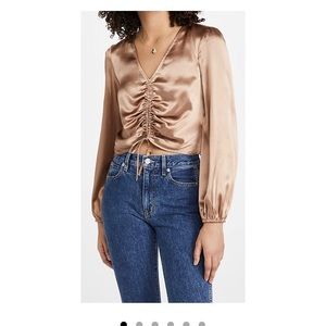 Reformation Silk Dean Blouse in Buff